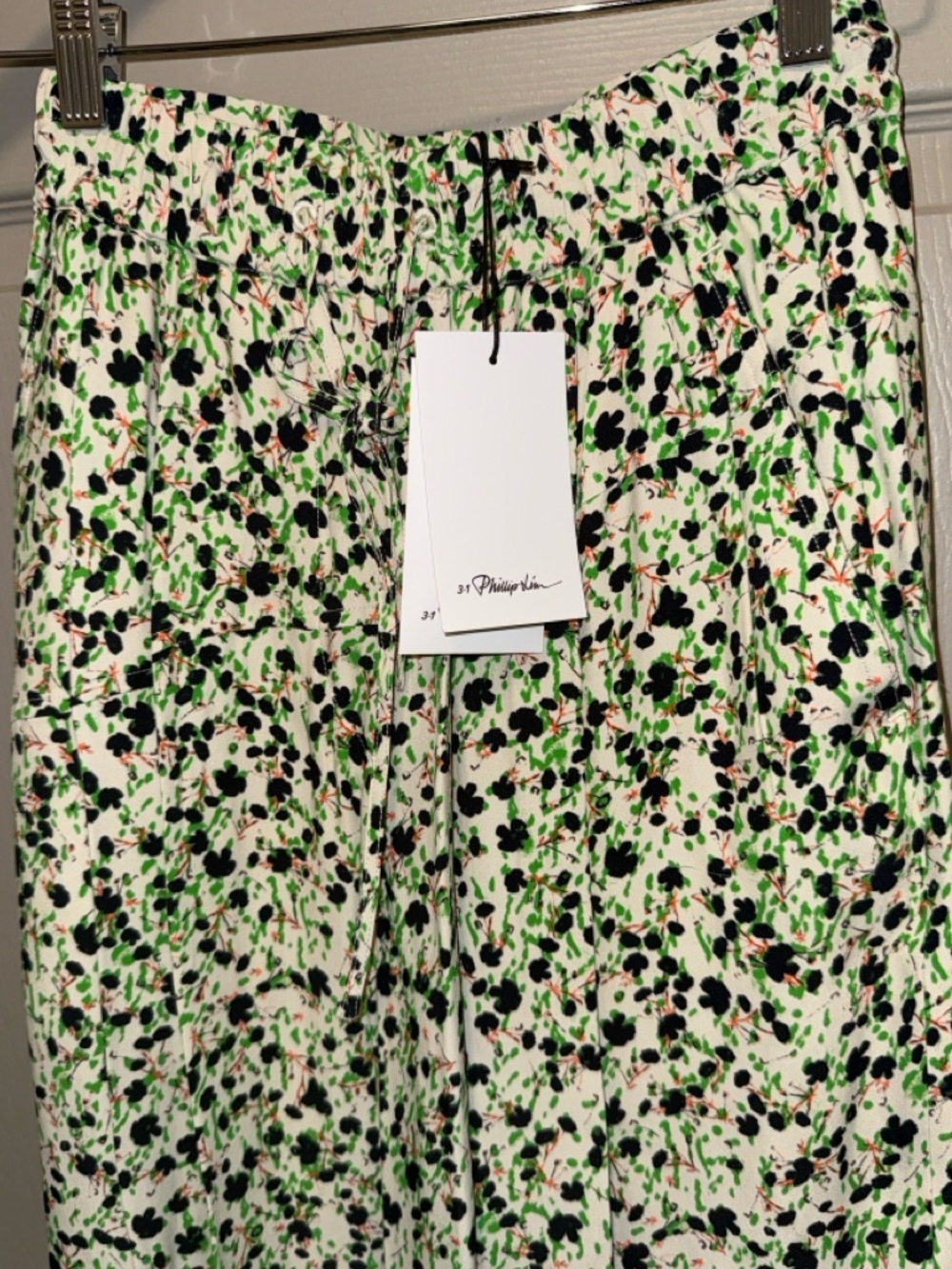 3.1 Phillip lim floral collage, elastic waistband ruffle pant